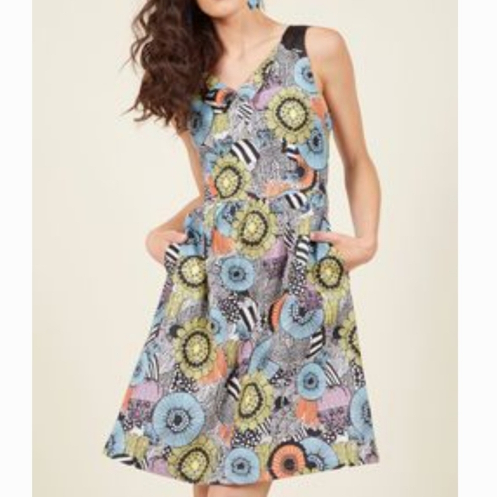 Frock Shop Modcloth Emboldened Blossoms Floral Dress